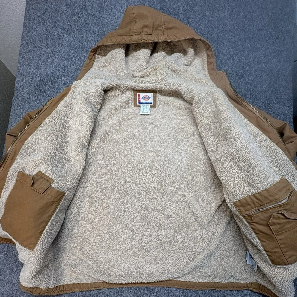 Vintage Dickies Hooded Jacket Men's 2XL Brown Duck Canvas Workwear Chore Detroit